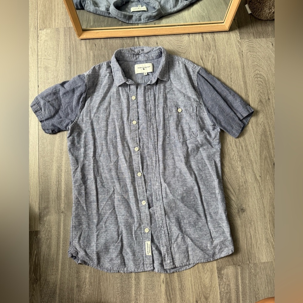 Modern Amusement Two-Tone Gray Button-Up Shirt